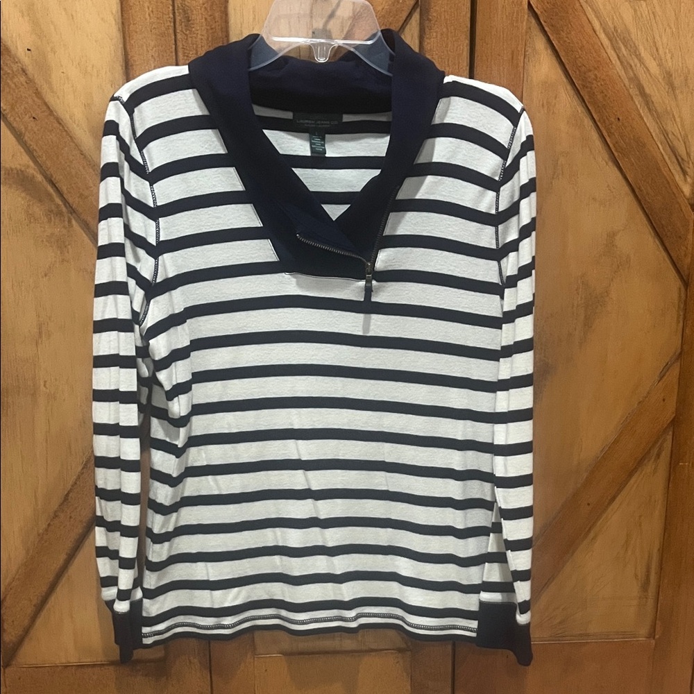 Ralph Lauren Navy and White Striped Top